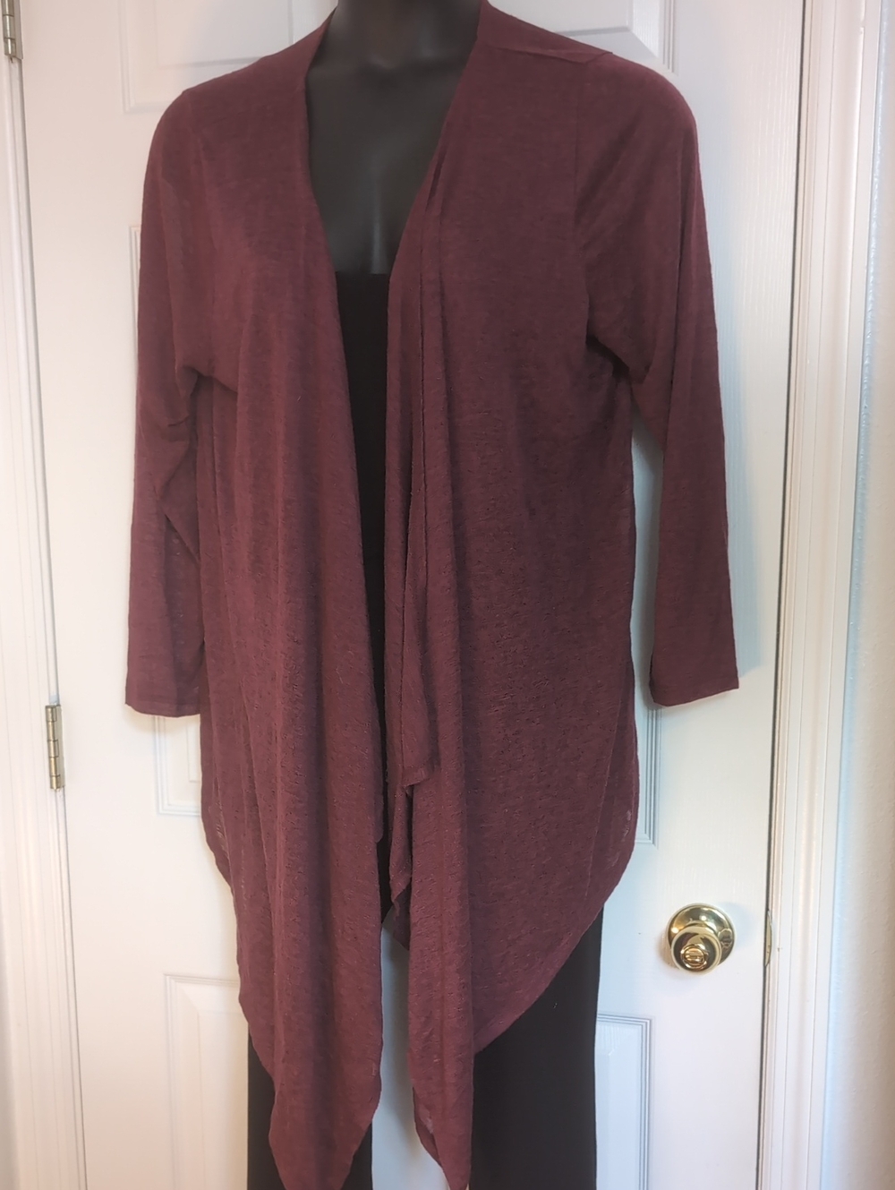 Lane Bryant Draped Open-Front Cardigan - Plum